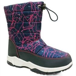 New Size 9 Girl Kid Boy Toddler Insulated Winter Snow Boot Navy & Fuchsia Geometric Belle Snow Boot