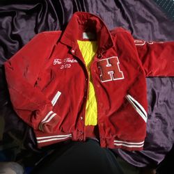 Hudson Varsity Jacket Men Medium Red Corduroy Colleg