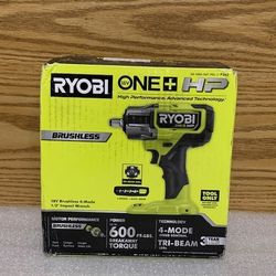 Ryobi P262 HP 18V Brushless Cordless 4-Mode 1/2 in. Impact Wrench (Tool Only)
