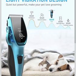 Dog Grooming Kit Low Noise Dog Clippers for Grooming Rechargeable Cordless Dog Grooming Clippers 2 Speed 6 Guards for Thick Knot Coats Pet Grooming Ki