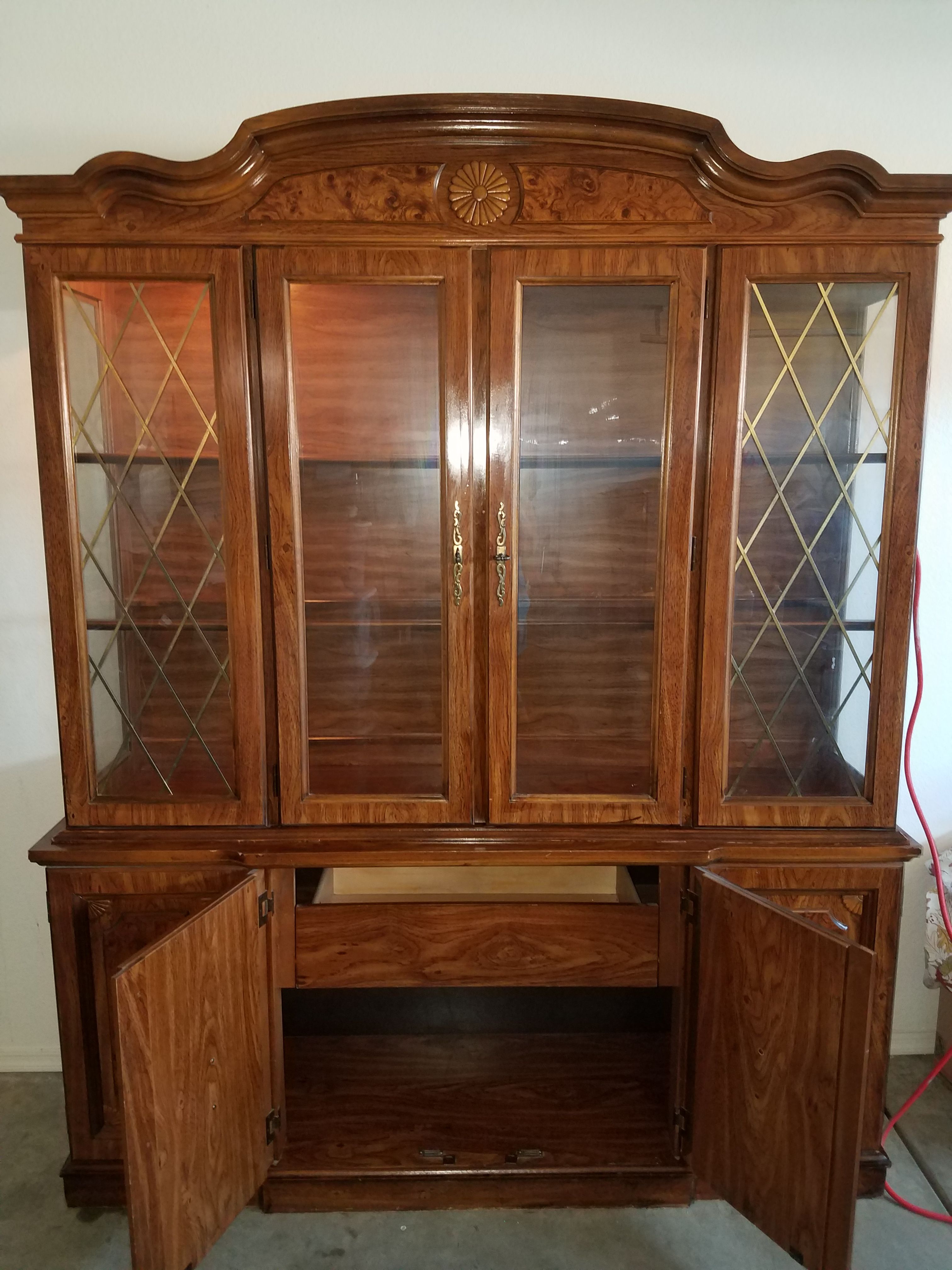 Antique china cabinet with lighting