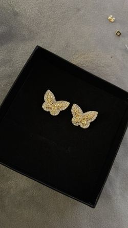Gold Dipped Nugget Butterfly Earrings