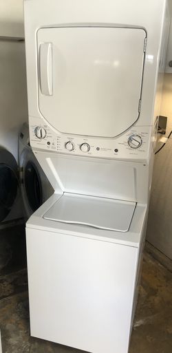 GE Stacked Laundry Center Washer and Gas Dryer Combo