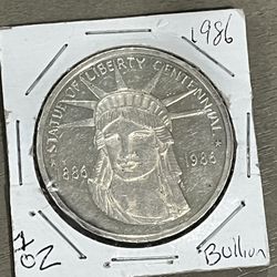 1986 Statue Of Liberty Centennial 1oz Silver Coin 