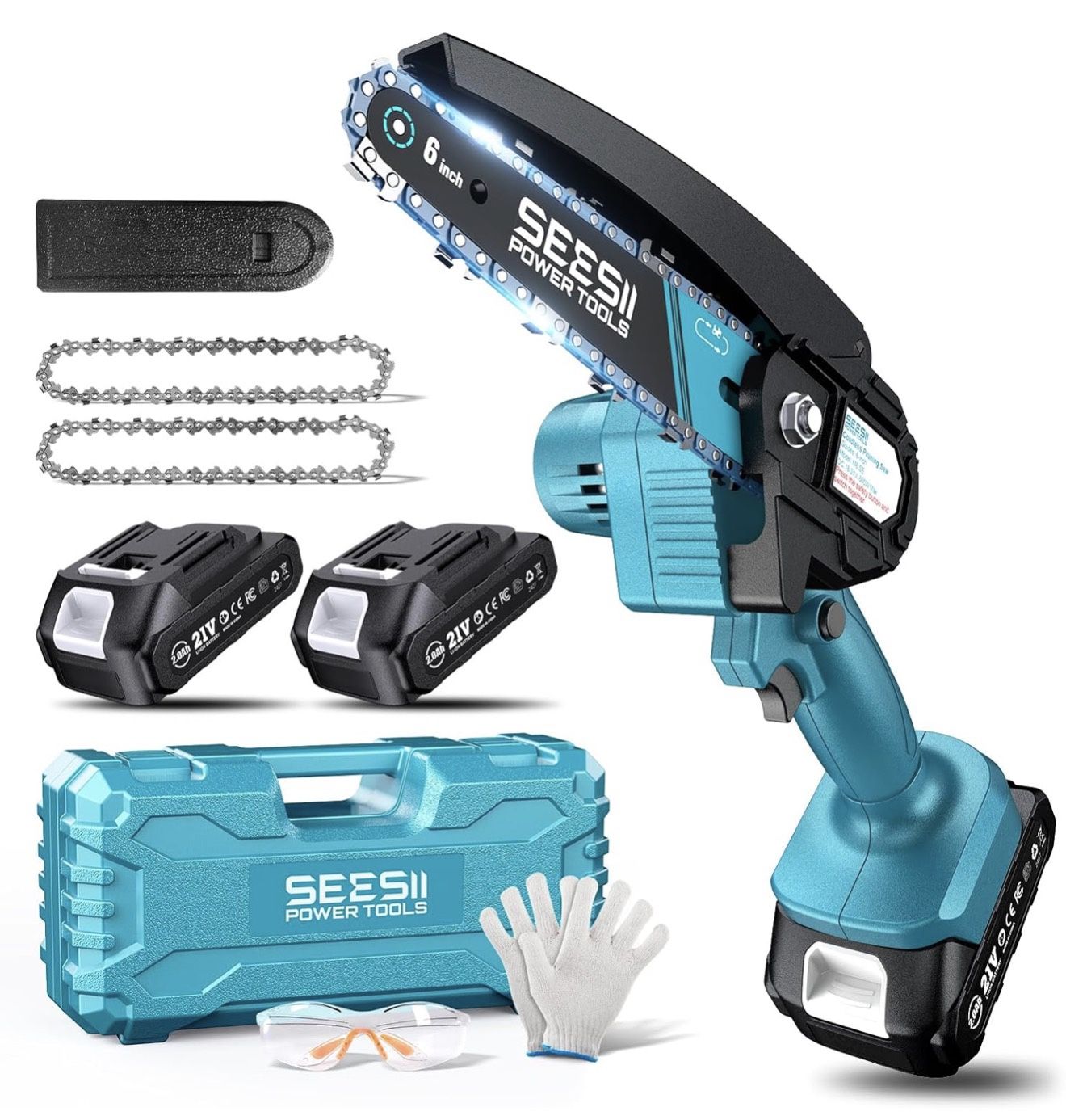 Mini Chainsaw, 6-inch Mini Chainsaw Cordless [NEW], Handheld Electric Power Chain Saw with 2 Batteries, for Tree Trimming Wood Cutting, Best Gifts for