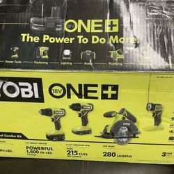 RYOBI ONE+ 18V Cordless 4-Tool Combo Kit with 1.5 Ah Battery, 4.0 Ah Battery, and Charger