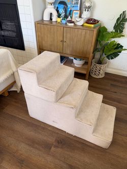 Dog Stairs for High Bed 25" H, Extra Wide Dog 5-Step, Beige