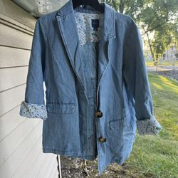 J. Jill Denim Blazer Jacket Linen XSP