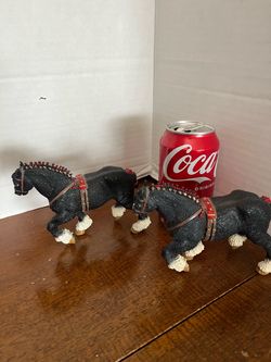Vintage Pair 1991 Safari Ltd Clydesdale Horse Figurines