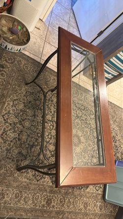 Tall side entry hallway table glass insert