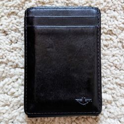 Men's Dockers genuine leather RFID-blocking slim front-pocket black wallet with magnetic money clip