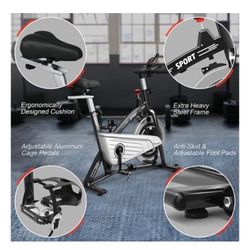 Costway - 30Lbs Stationary Training Bike Exercising Bicycle W/Monitor Gym - Black/Silver