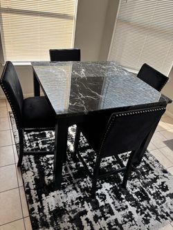 Brand new black marble table and Velvet chairs