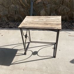 Vintage Wood And Iron Side Table