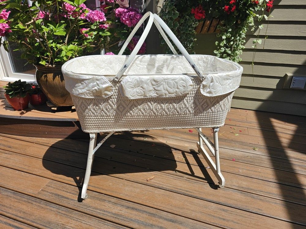Vintage Wicker Bassinet