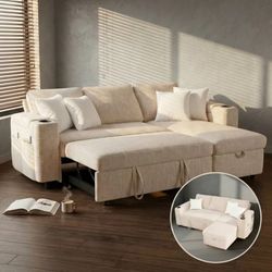 82" Sleeper Sofa Bed with Storage