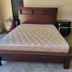 Queen Size Bed Frame With Mattress And Nightstands 