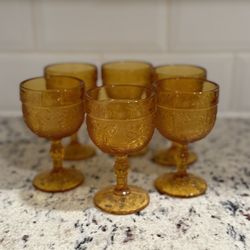 Vintage Amber Sandwich Glass By Tiara 