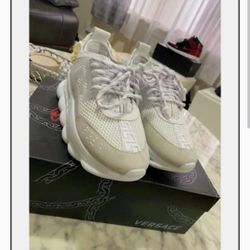 White And Cream Versace Sneakers Size 37- 6.5 