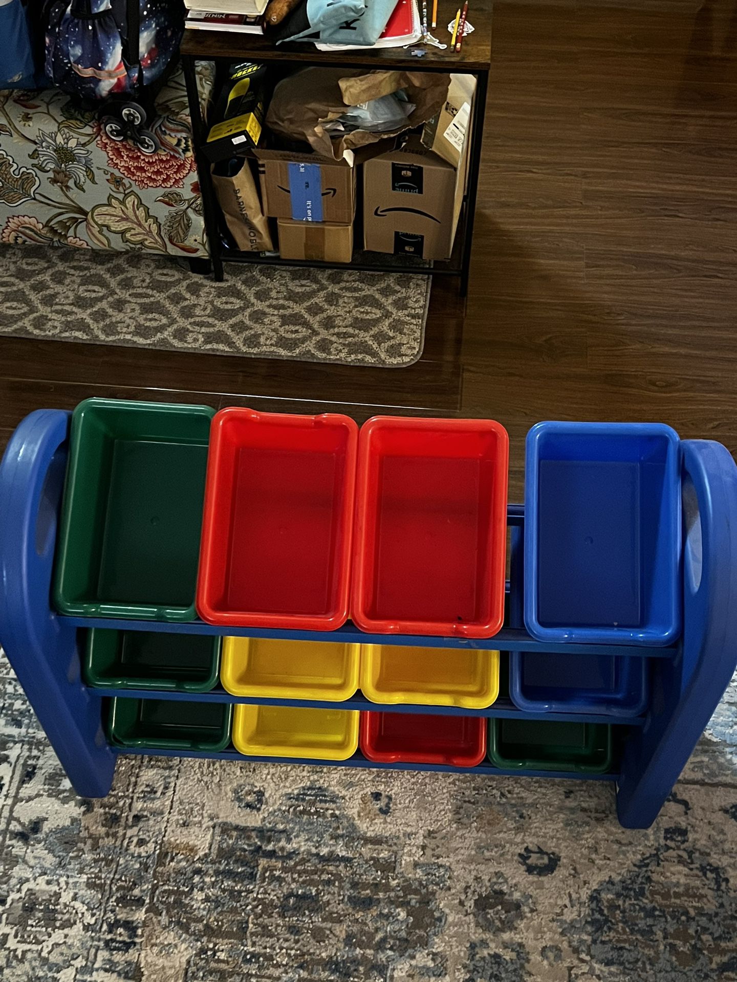 Children Toy Storage Shelf With Bins