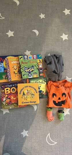 Infant Halloween Bundle- Books, Onesie, and Joggers 6/12 months