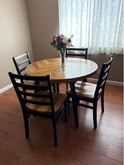 Table and four chairs
