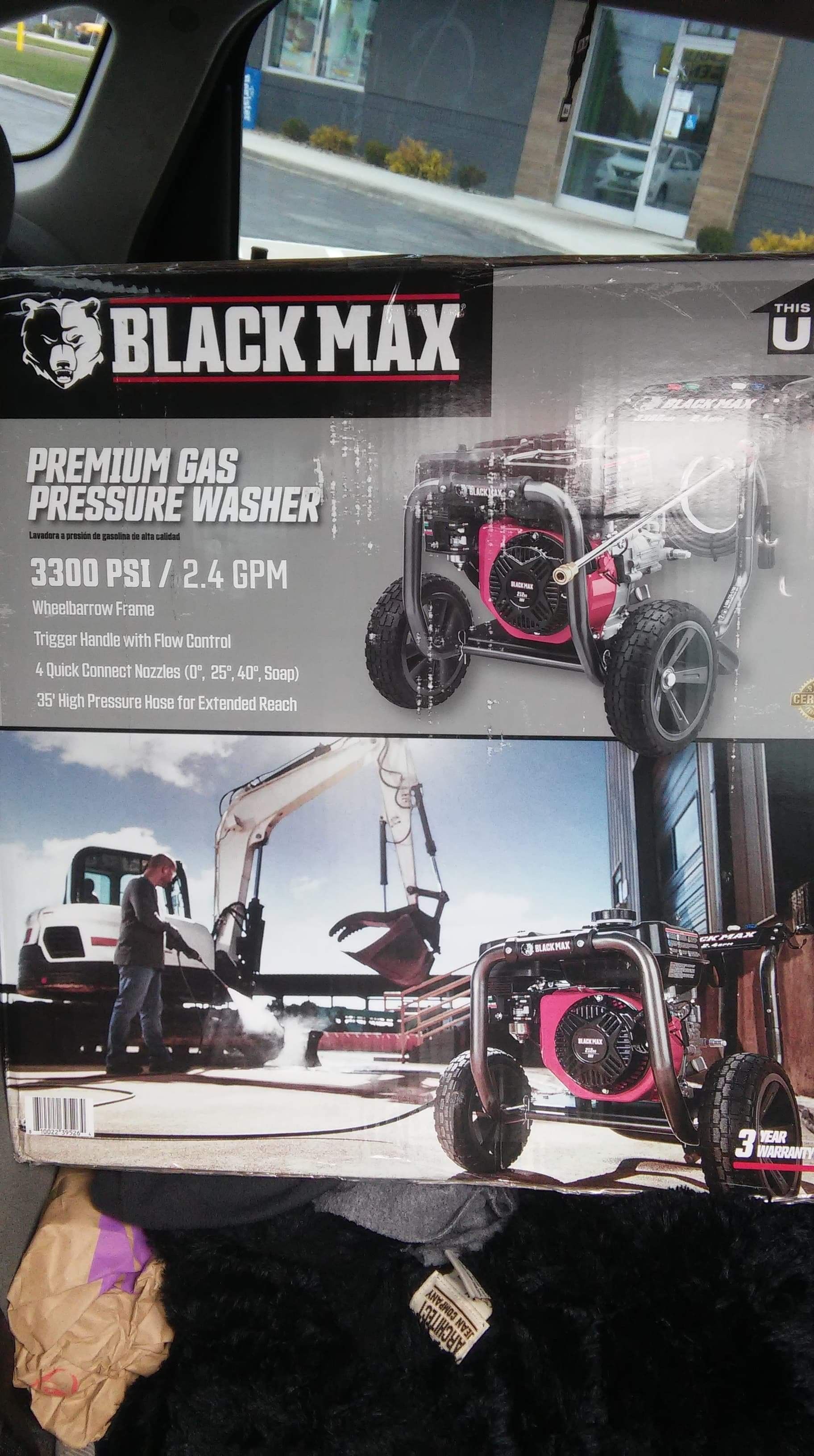 Black max premium gas pressure washer.