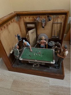 Michael Garman ‘Pool Hall Blues’ Signed Limited Edition Diorama #60/2500 (1984) — Vintage Pool Hall Scene”