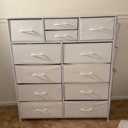 12 Drawer White Fabric Dresser - Like New 