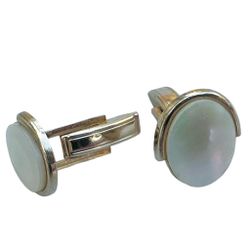 Gold Tone Mother Of Pearl Cufflinks 