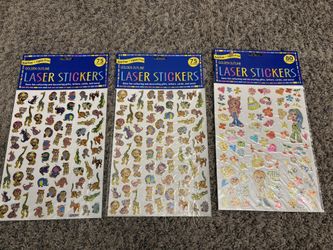 Lot of 3 Packs of Animal & Fashion Laser Stickers