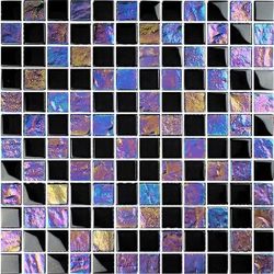 1x1 Glass Swimming Pool Tile Twilight Black