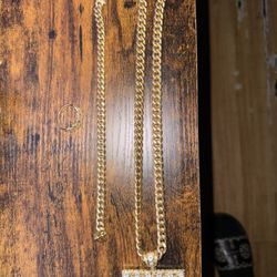 gold cuban bracelet & ring