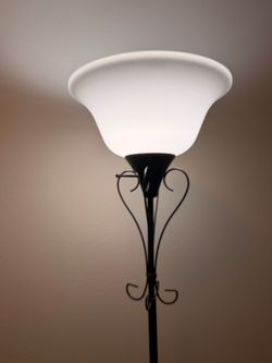 Black Torchiere Floor Lamp with White Shade