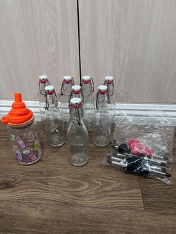 For Breast milk, drinks, sodas, kumbuchas, etc homemade. Storage 8 Glass Bottles Total. Organization Storage Etc. New