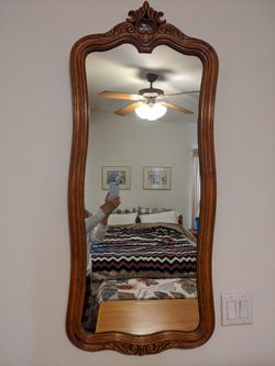 Vintage Solid Wood Wall Mirror 48x20