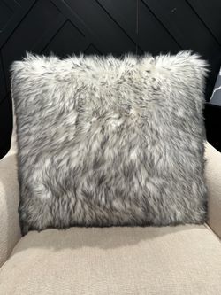 Two Large 20 inch X 20 inch Faux Fur Pillows - Excellent Clean Condition