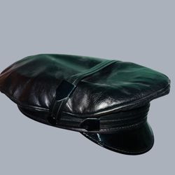 Vintage Leather Motorcycle Cap - Union Made USA - Size 7 1/2