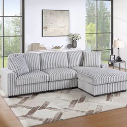 Sectional sofa Mink Grey Fur like Jumbo Corduroy fabric, New Especial price