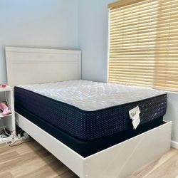 Full Size Matress + Box Spring And Bed Frame