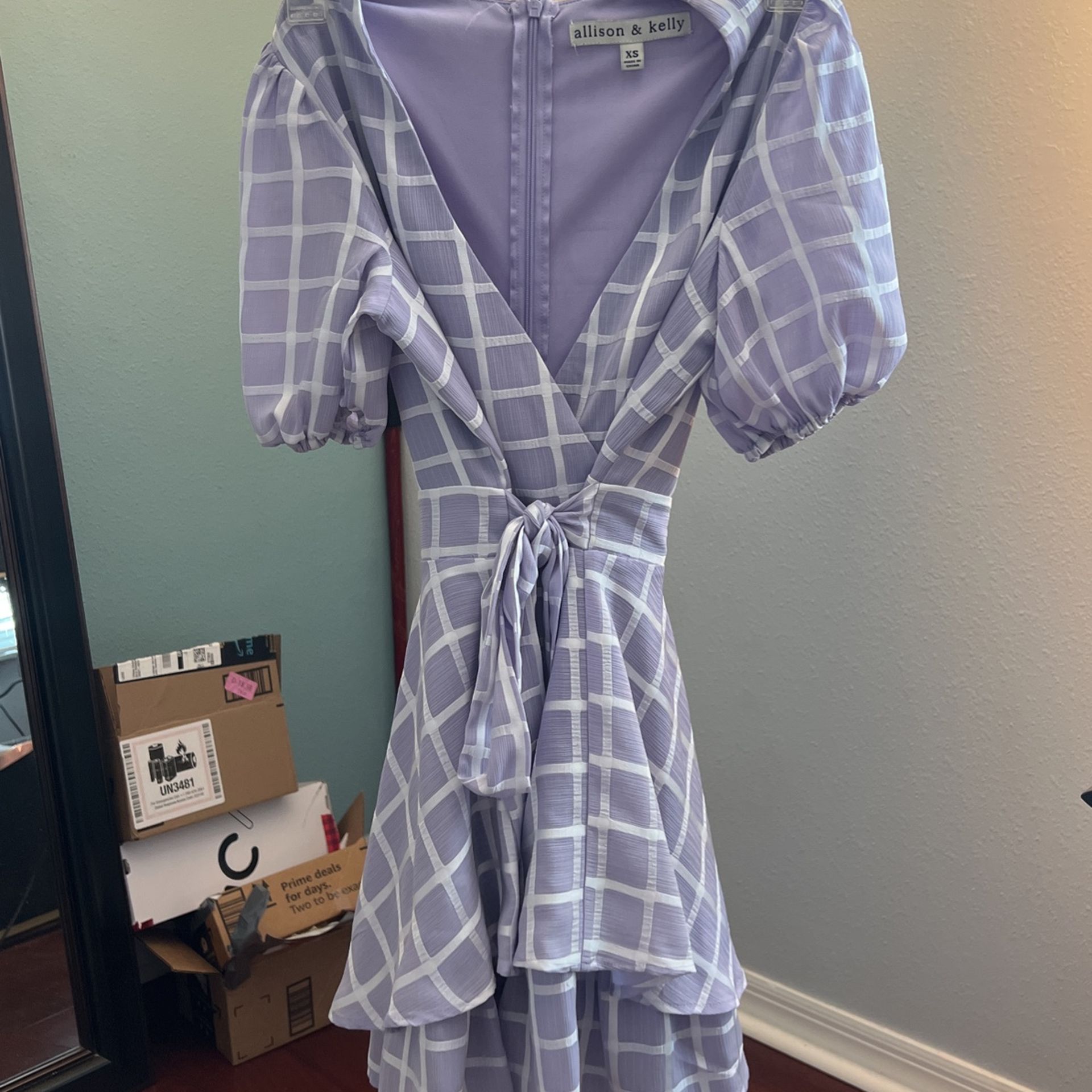 cute purple and white summer romper