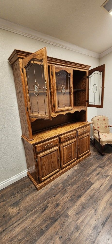 Vintage Oak China Cabinet 