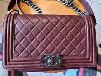 Chanel Small Boy Bag Burgundy Quilted Leather Shoulder Bag