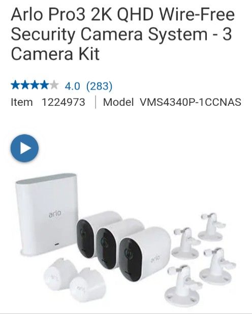 ARLO PRO 3 3 CAMERA HOME SECURITY SYSTEM INCLUDING BASE SETUP BRAND NEW NEVER OPENED