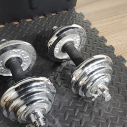 York Adjustable Dumbells / Weights 2 X 20lbs . 40lb Total 