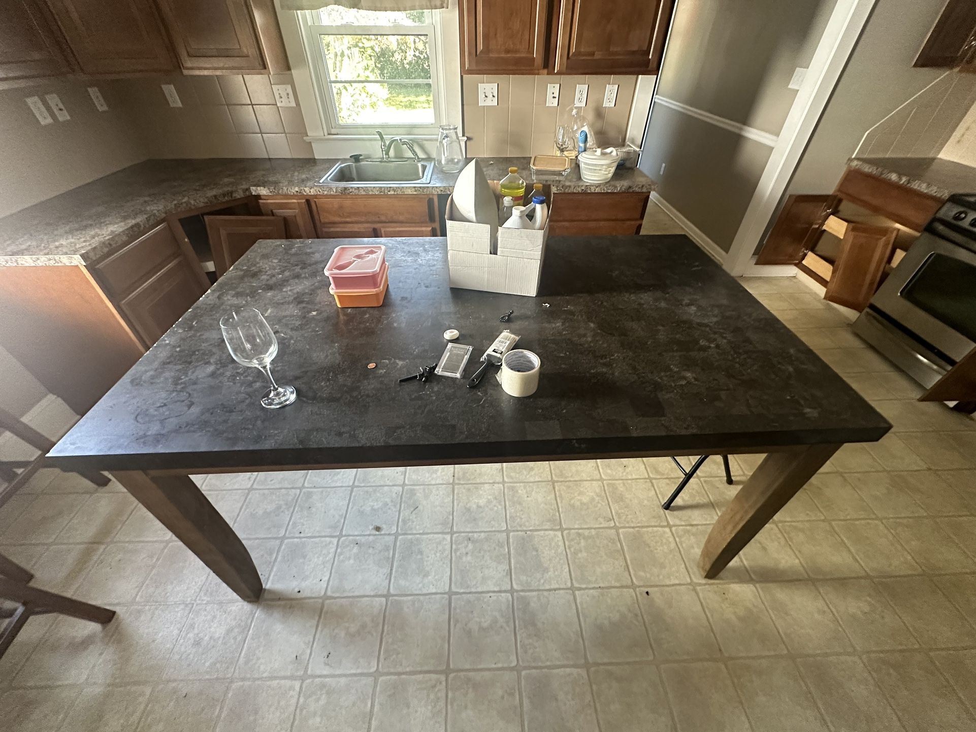 Dining Table W/ Wooden Stools