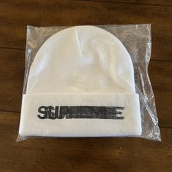 White Supreme Motion Logo Beanie 