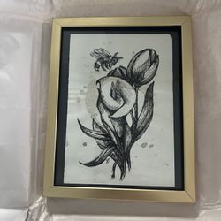 7X9 Gold Picture Frame - Bee Flower Artwork  New 