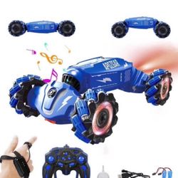 Brandnew Upgraded Hand Gesture Sensing RC Stunt Car with Lights Music, Spray Drift Hand Gesture RC Car 360° Spins All Terrains Hand Controlled Car Toy