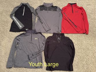Lot of 5 Under Armour & Umbro Youth Large 1/4 Zip Pullovers